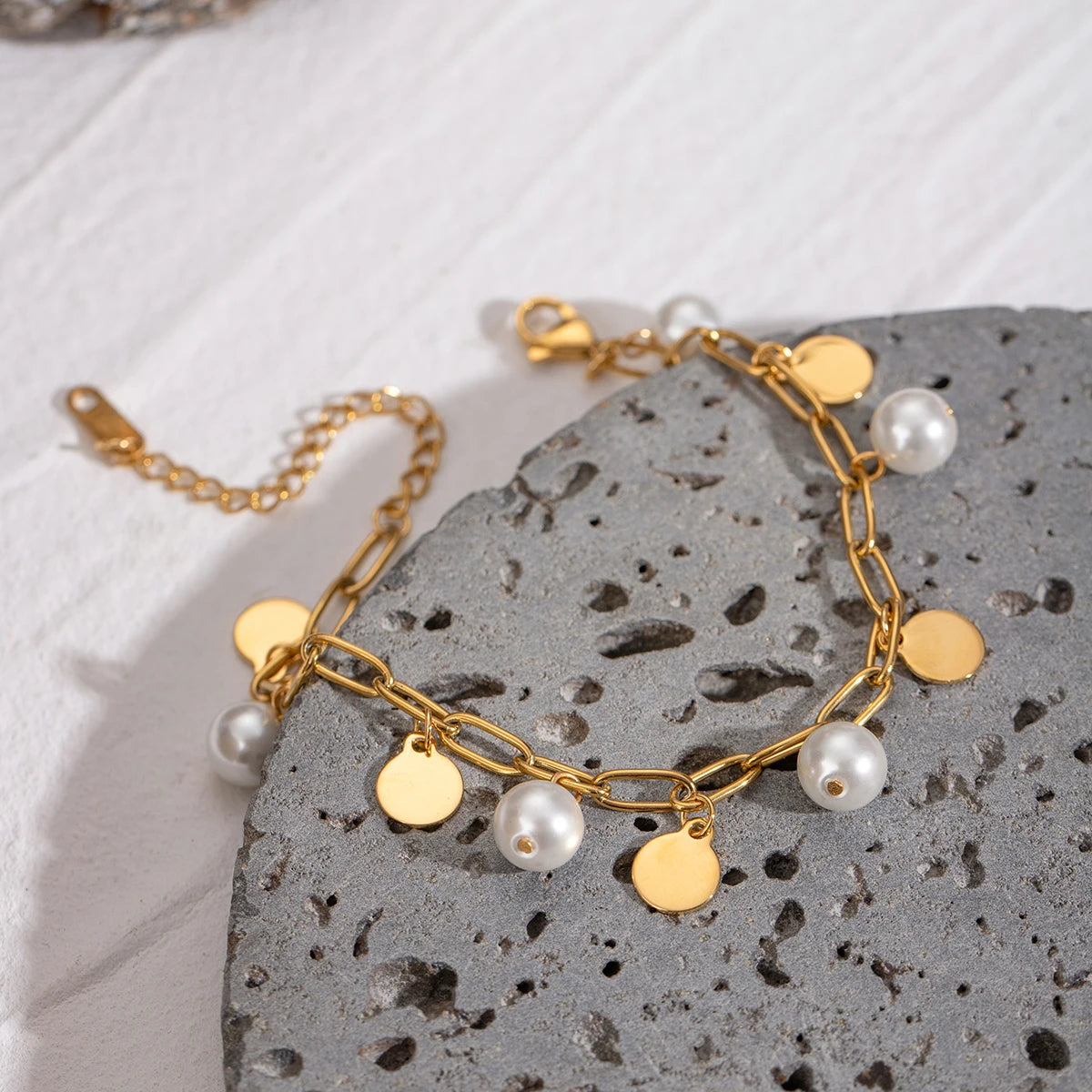 Glass Pearl Charm Bracelet