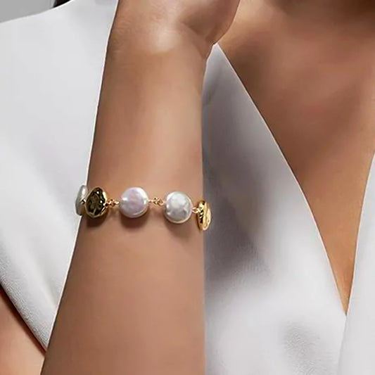 Coin Pearl Charm Bracelet