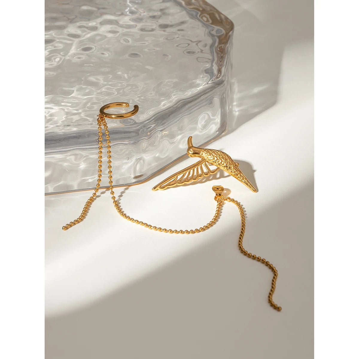 Gold Tassel Dove Earrings
