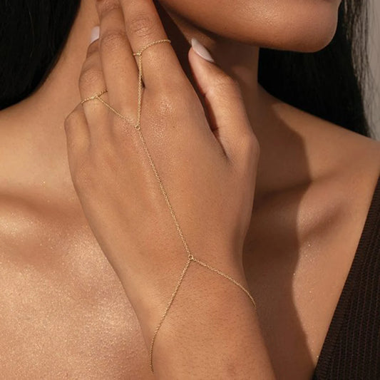 Gold Finger Linked Bracelet Chain