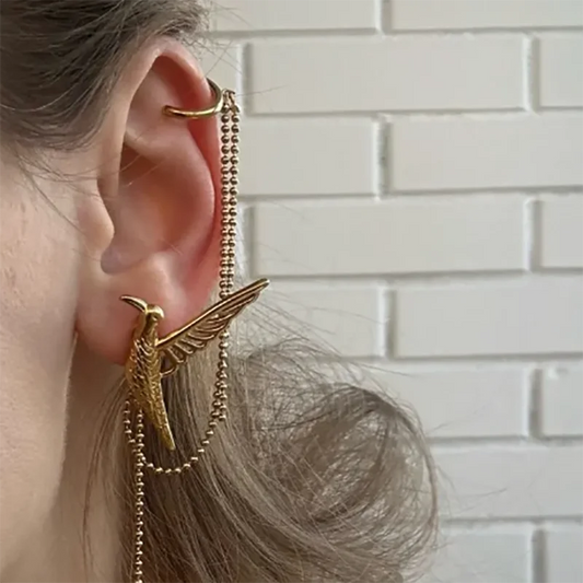 Gold Tassel Dove Earrings