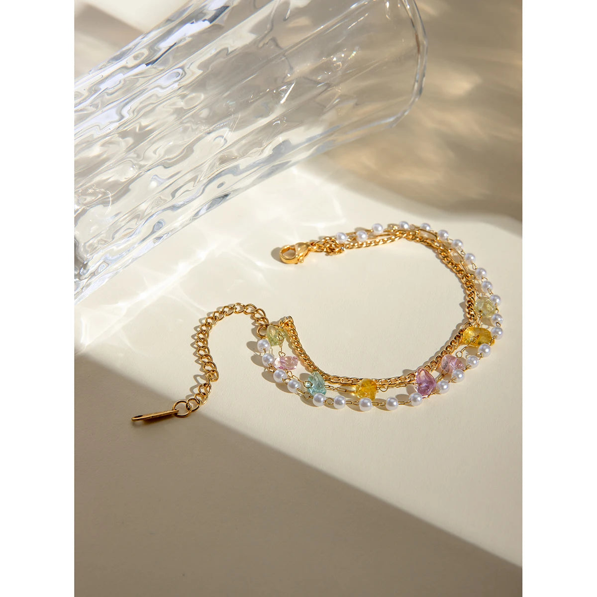 Pearl Colored Gem Bracelet