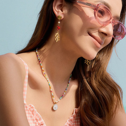 Red Agate Coral Earrings