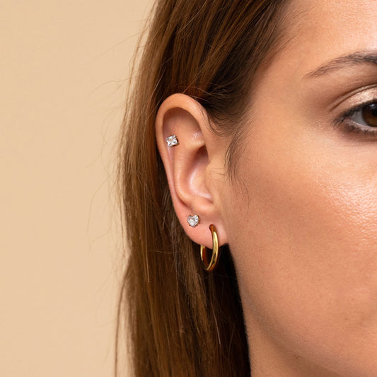 Plain White Zircon Earrings