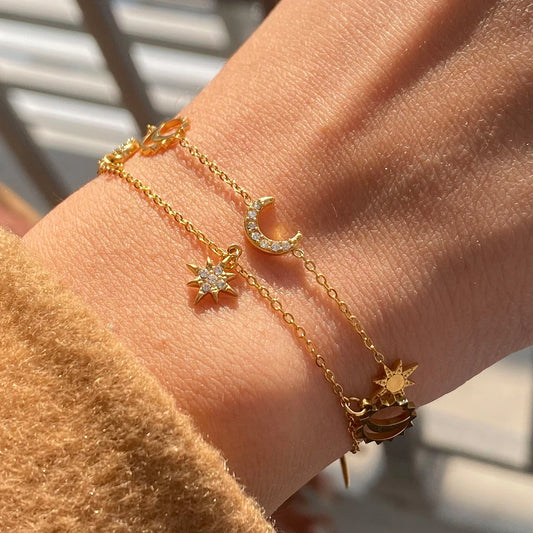 Vintage Star Moon Pendant Bracelet