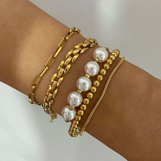 Pearl Snake Imitation Bracelet Set