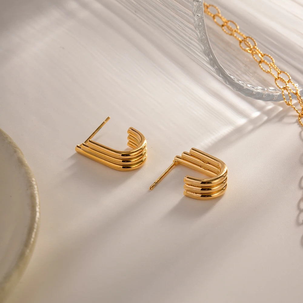 Three-layer U-shaped Earrings