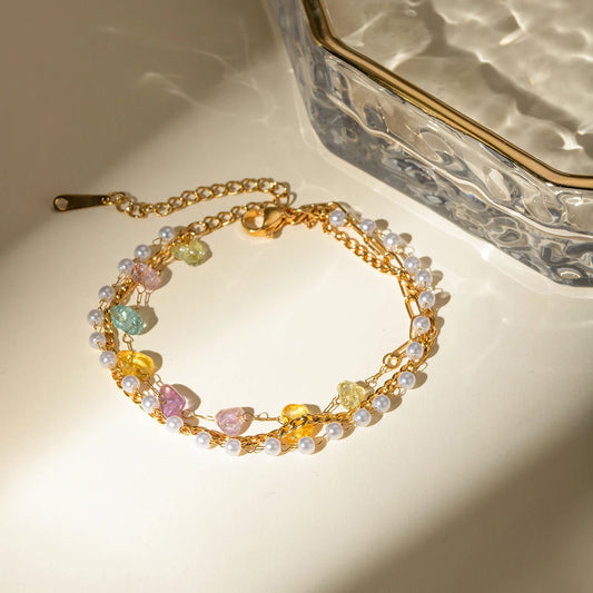 Pearl Colored Gem Bracelet