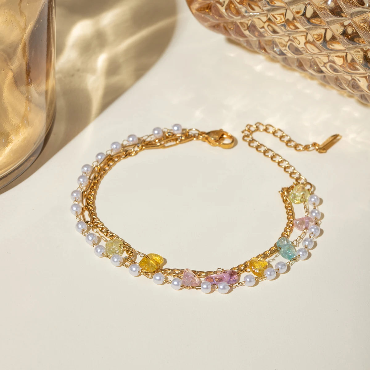 Pearl Colored Gem Bracelet