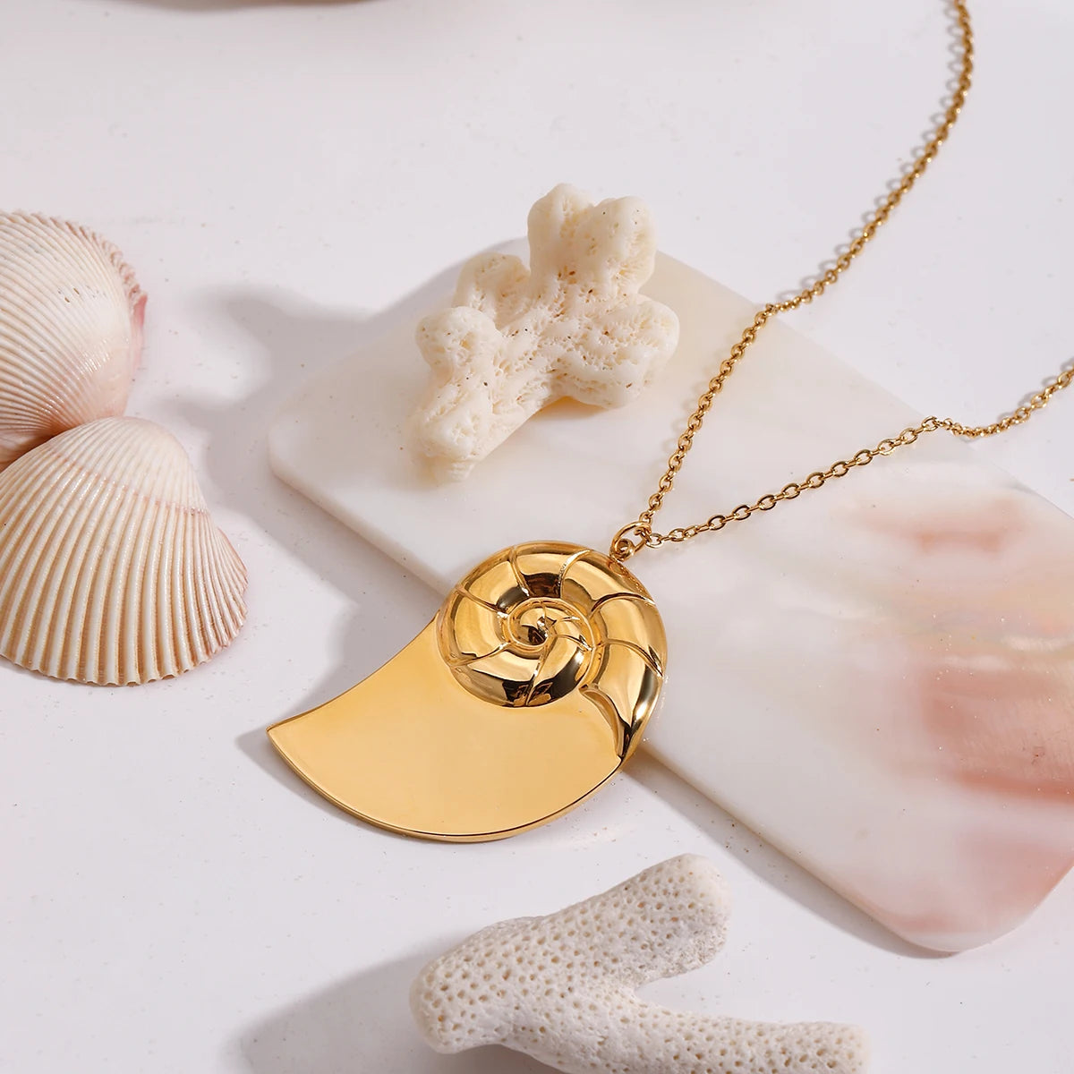 Spiral Conch Pendant Necklace