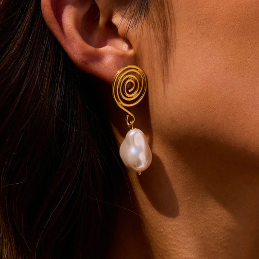 Imitation Pearl Pendant Earrings