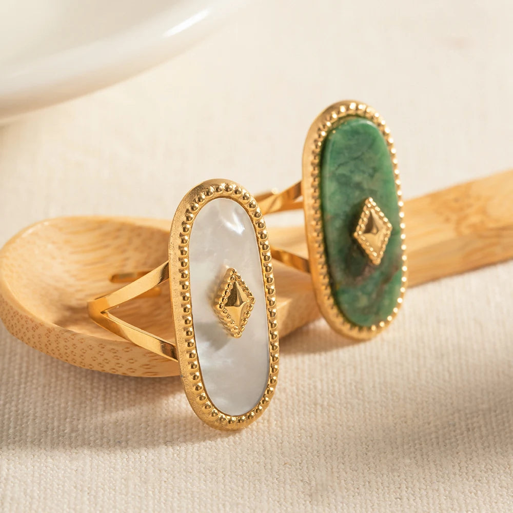 Vintage Oval Open Stone Ring