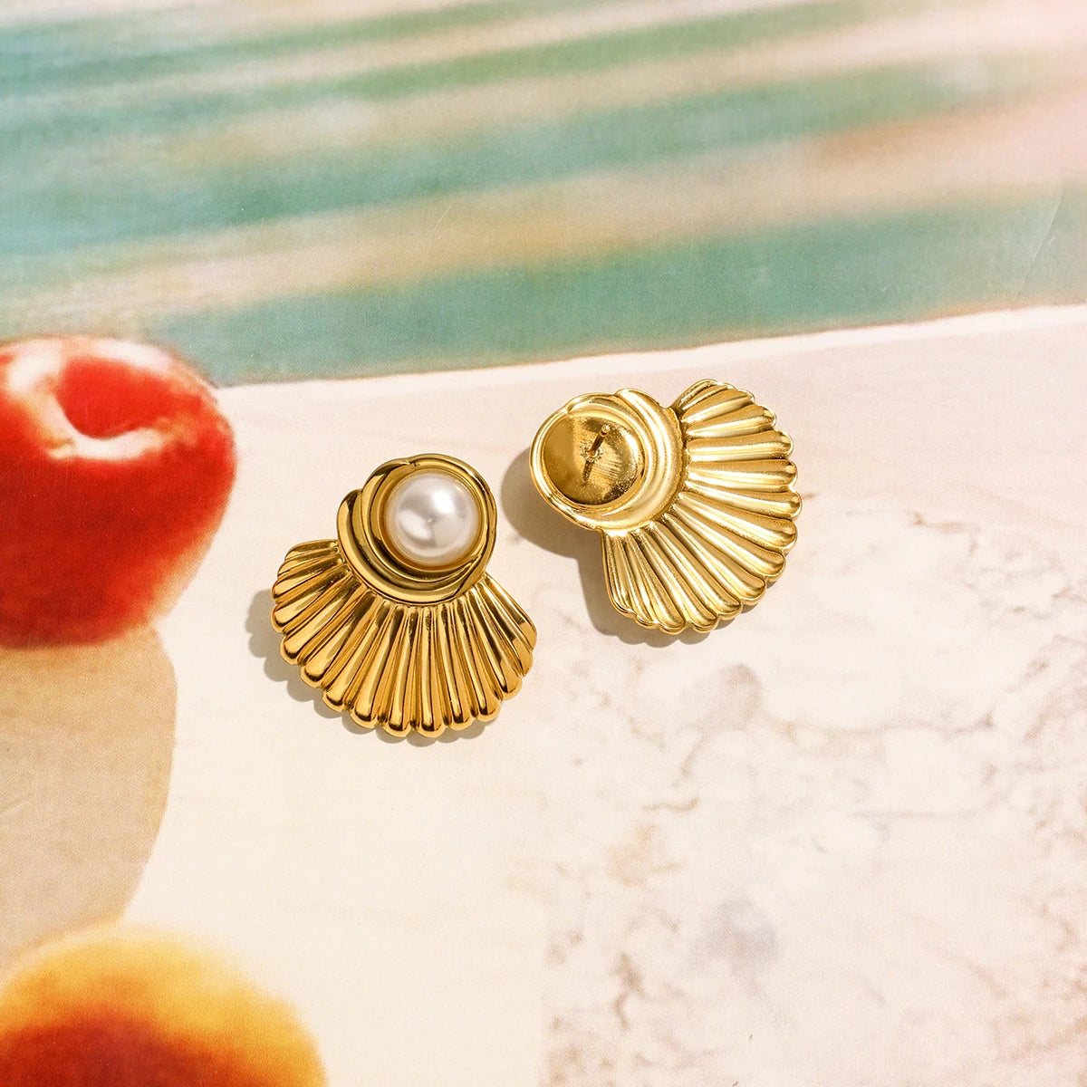 Gold Pearl Earrings