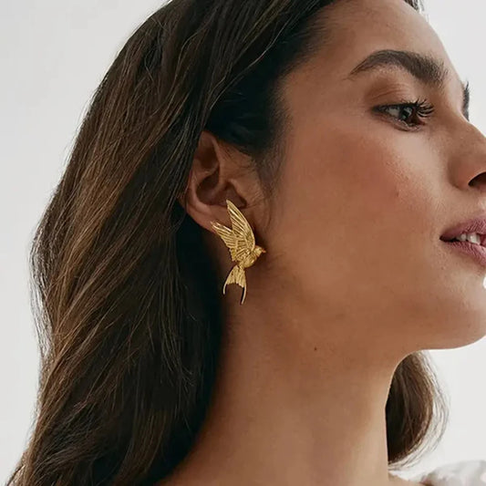 Gold Dove Shaped Earrings