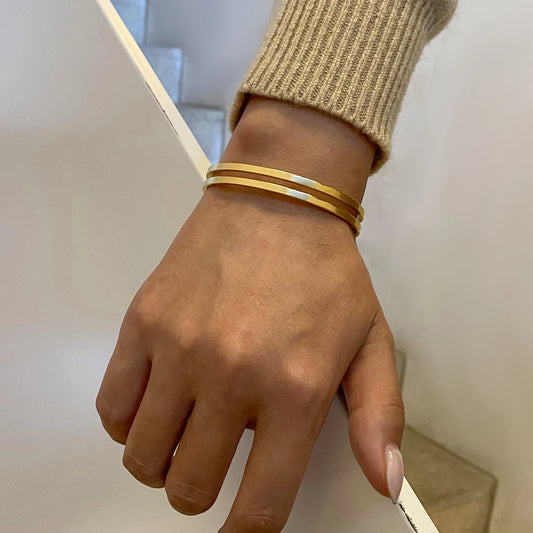 Double Layer Open Bangle Bracelet