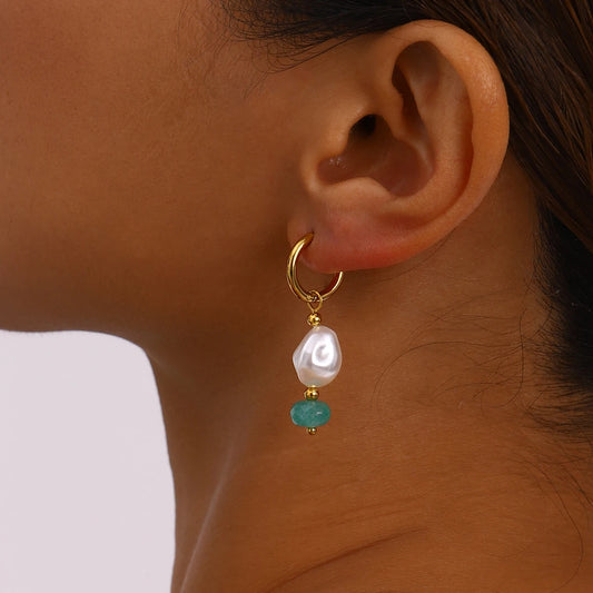 Pearl Green Stone Earring