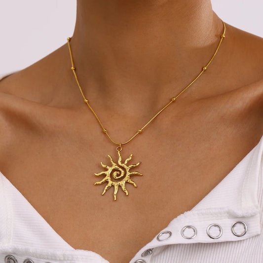 Spiral Sun Pendant Necklace