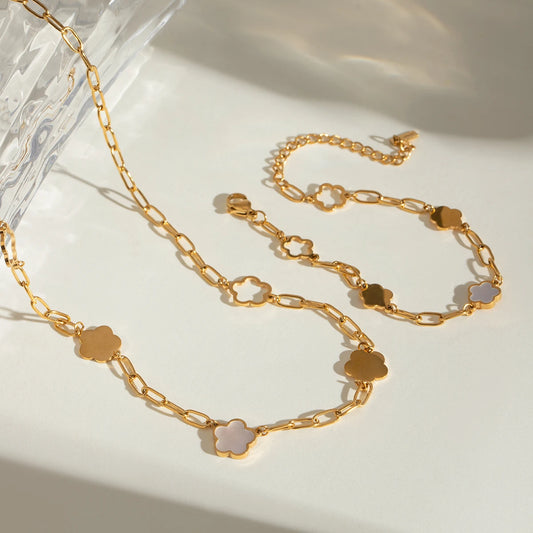 Flower Petal Necklace/Bracelet Set