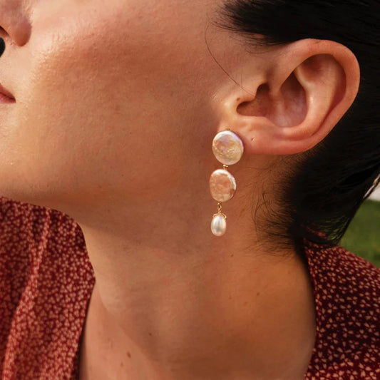 Pearl Button Earrings
