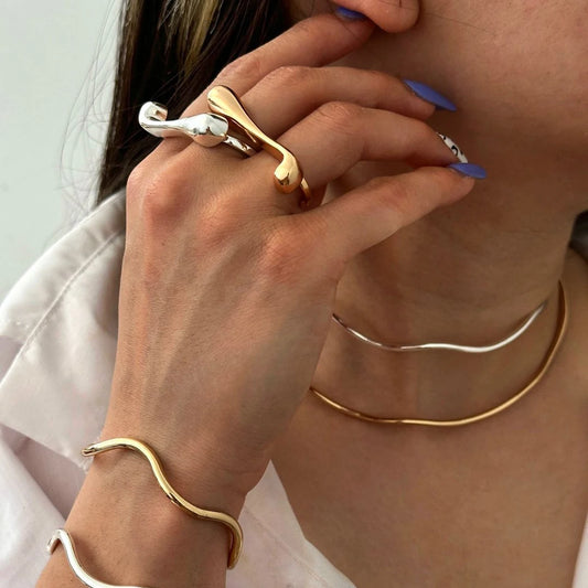 Irregular Curve Water Drop Ring