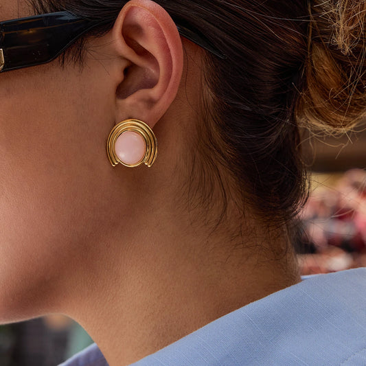 Pink Natural Stone Earings
