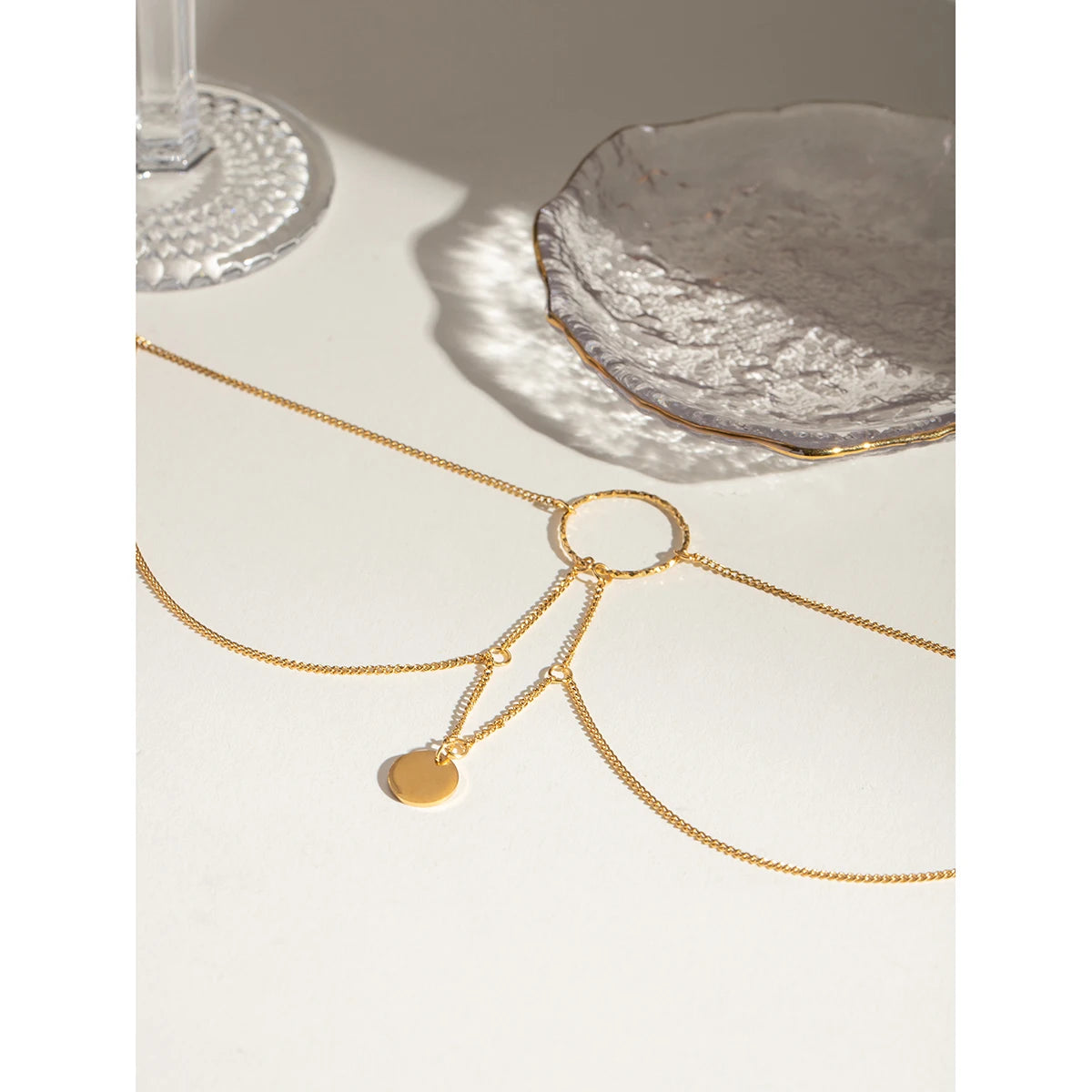 Geometric Hanging Circle Pendant Necklace