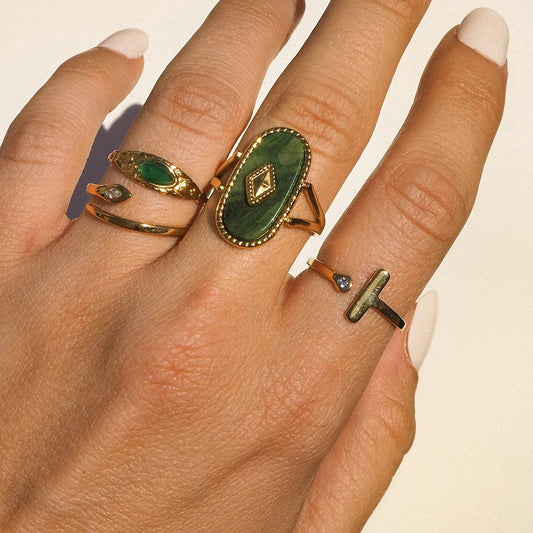 Vintage Oval Open Stone Ring