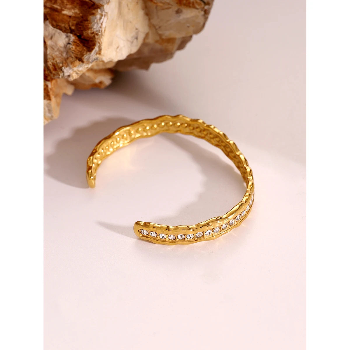 White Rhinestone Wave Bracelet