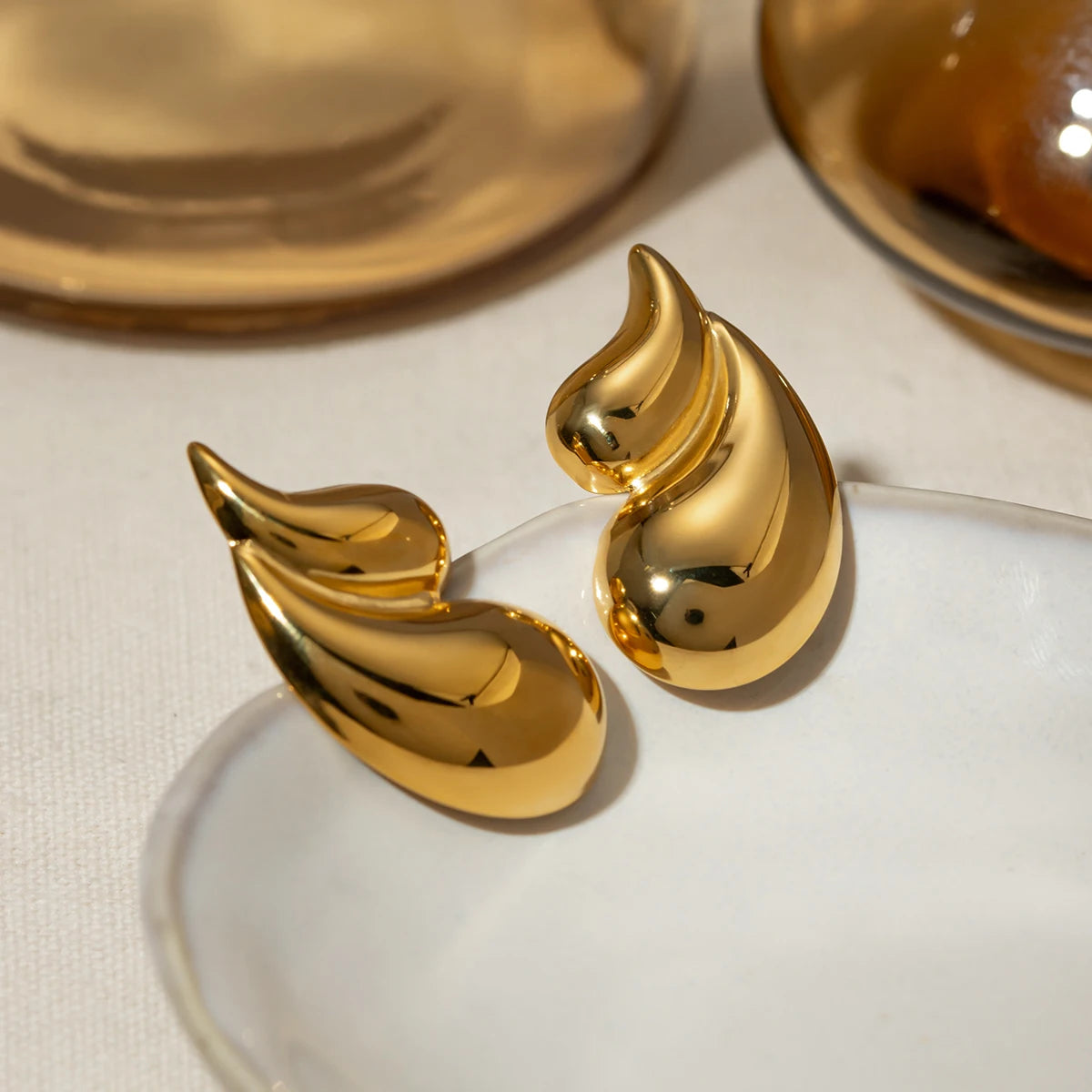 Gold Double Layer Earrings