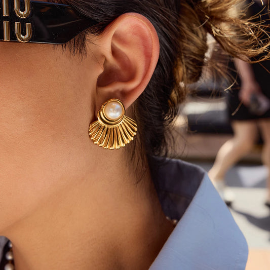 Gold Pearl Earrings
