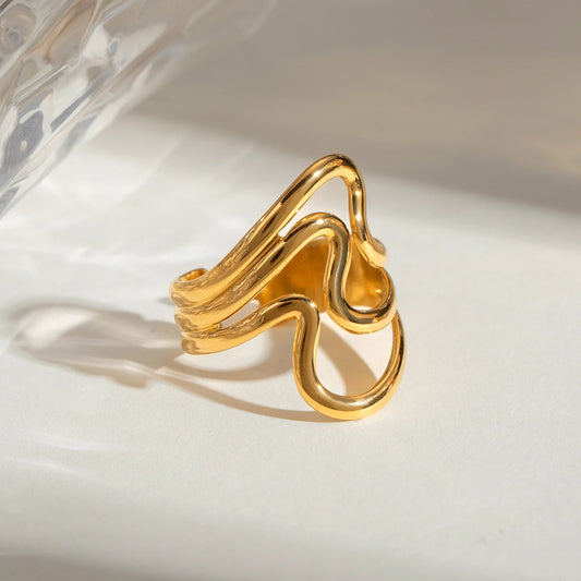 Gold Ripple Open Ring